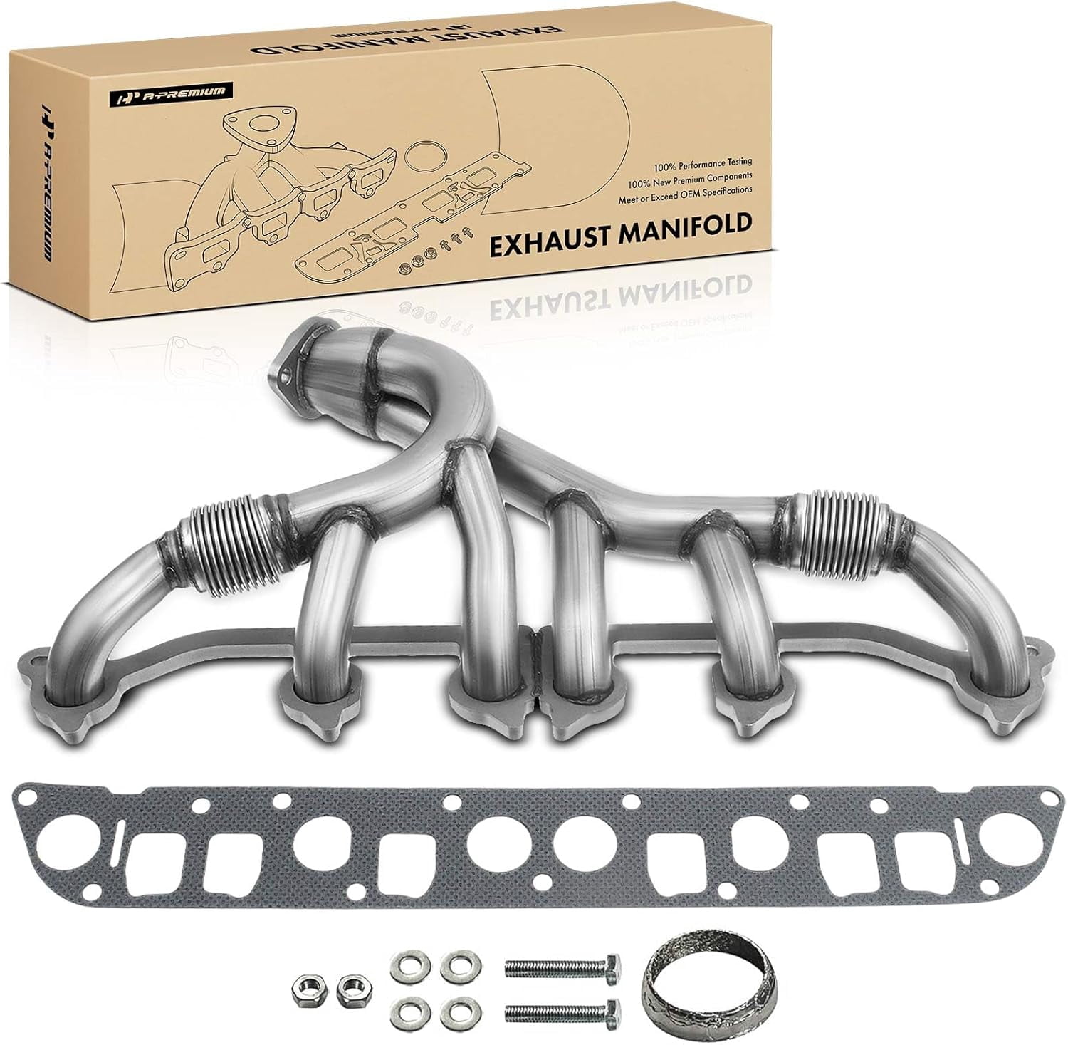 A-Premium [L6 4.0L] Engine Exhaust Manifold Kit W/Gaskets Compatible with Jeep Grand Cherokee 1993-1998, Wrangler 1991-1995 1997-1999, Cherokee 1991-1999, Comanche, TJ, Replaces 33007072, 4883385