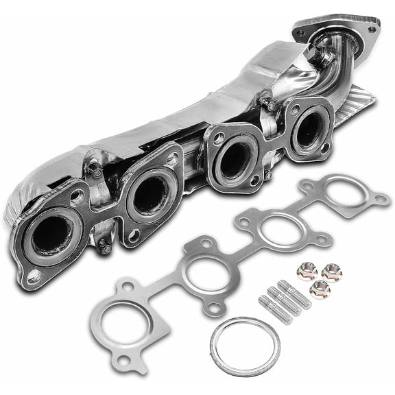 A-Premium Left Side [DOHC 8Cyl 4.7L] Engine Exhaust Manifold Kit Fit for Toyota Sequoia 2001-2004, Tundra 2000-2004, W/Gasket, Studs, Nuts & Heat Shield