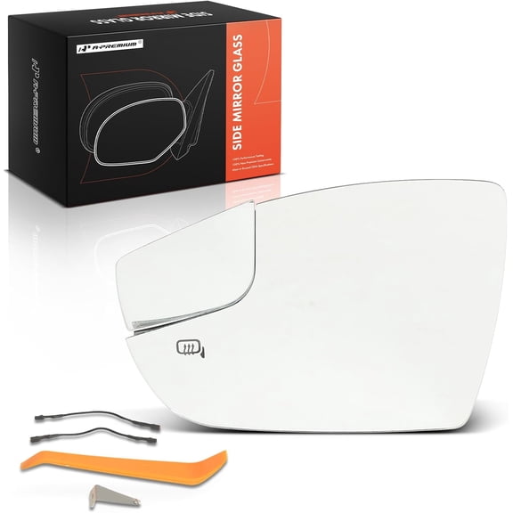 A-Premium Left Driver Side Heated Mirror Glass with Backing Plate Compatible with Ford Focus 2012-2018, Exterior Side View Flat Mirror with Spotter Glass, Replace # CM5Z-17K707-H
