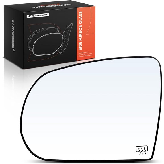 A-Premium Left Driver Side Heated Mirror Glass with Backing Plate - Compatible with Jeep KL Series Cherokee 2014-2023 - Exterior Side View Flat Mirror