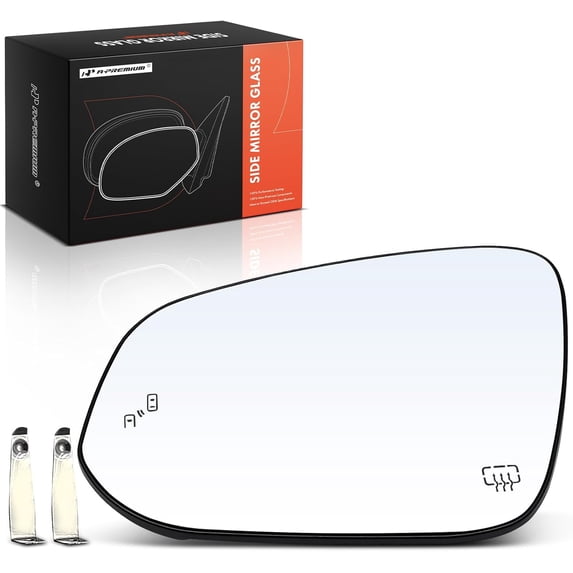 A-Premium Left Driver Side Heated Mirror Glass with Backing Plate - Compatible with Toyota Highlander 2014 2015 2016 2017 2018 2019 - Exterior Side View Flat Mirror with Blind Spot Detection
