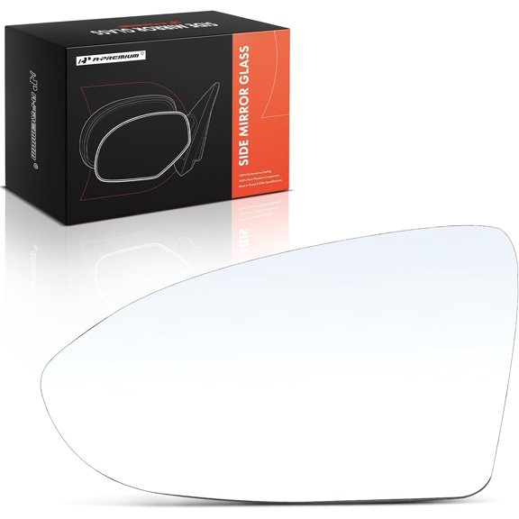 A-Premium Left Driver Side Heated Mirror Glass with Backing Plate - Compatible with Volkswagen Passat 2012 - Exterior Side View Flat Mirror