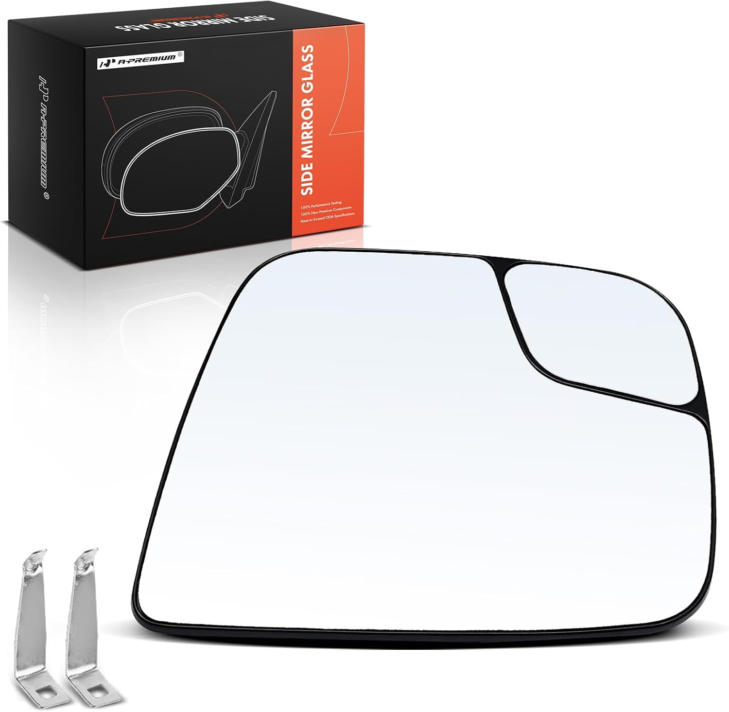 A-Premium Left Driver Side Non-Heated Mirror Glass with Backing Plate - Compatible with Nissan NV200 2015-2021 & Chevrolet City Express 2015-2018 - Exterior Side View Flat Mirror