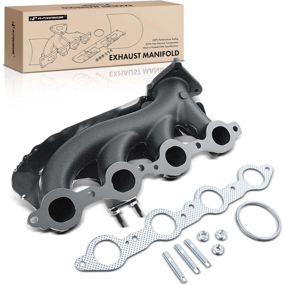 A-Premium Left Exhaust Manifold Kit W/Gasket & Studs & Nuts & Heat Shield Compatible with Chevrolet, GMC & Cadillac -Silverado 1500 2500, Express, Suburban, Tahoe, Savana, Sierra, Yukon, Escalade