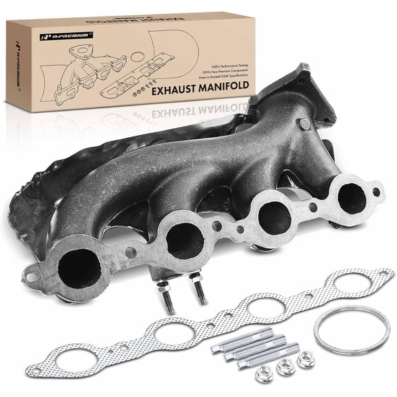 A-Premium Left Exhaust Manifold Kit W/Gasket & Studs & Nuts & Heat Shield Compatible with Chevrolet, GMC & Cadillac -Silverado 1500 2500, Express, Suburban, Tahoe, Savana, Sierra, Yukon, Escalade