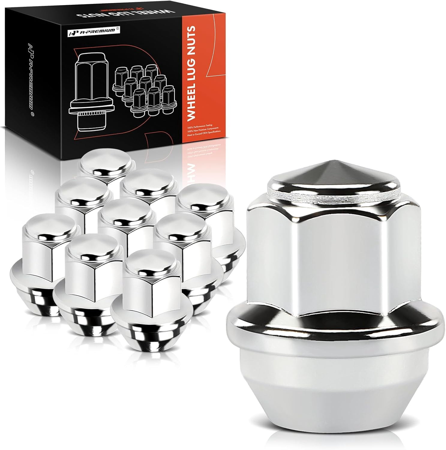 A-Premium M12-1.50 Wheel Lug Nuts Compatible with Ford Escape Fusion Focus Ranger EcoSport Transit Connect Lincoln MKZ MKC Front or Rear Side 10-PC Set