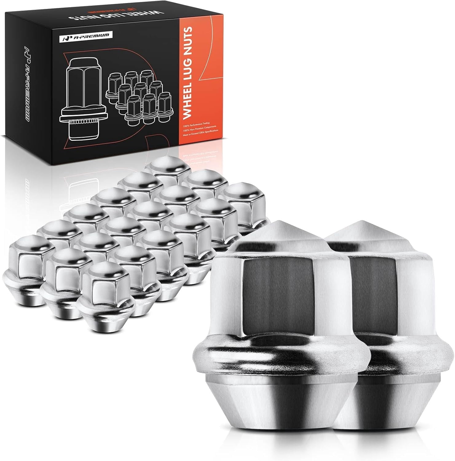 A-Premium M12-1.50 Wheel Lug Nuts Compatible with Ford Escape Fusion Focus Ranger EcoSport Transit Connect Lincoln MKZ MKC Front and Rear Side 20-PC Set