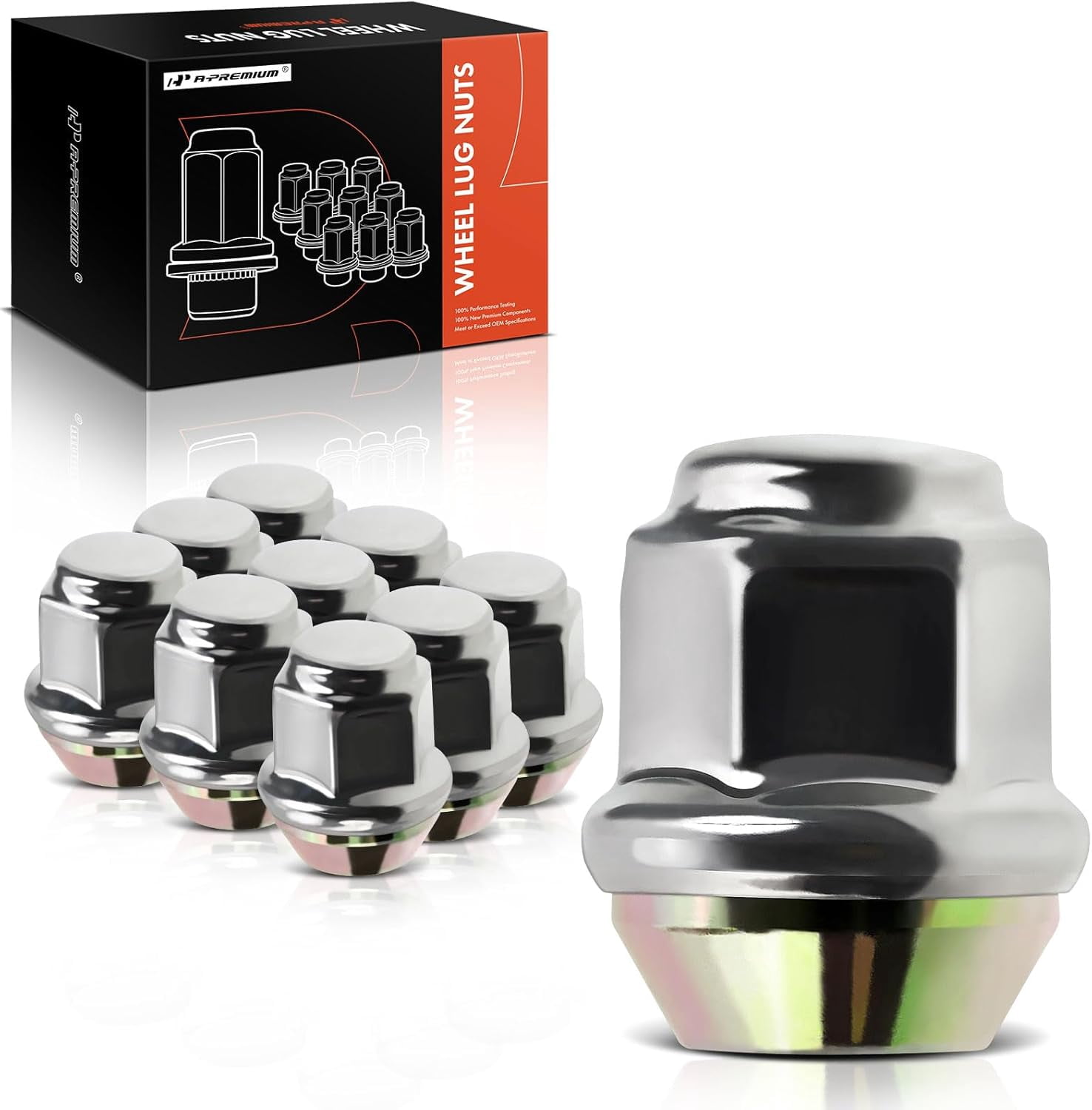 A-Premium M12-1.50 Wheel Lug Nuts Compatible with Ford Focus Dodge Grand Caravan Charger Chrysler Town & Country Honda Passport Front or Rear 10-PC Set