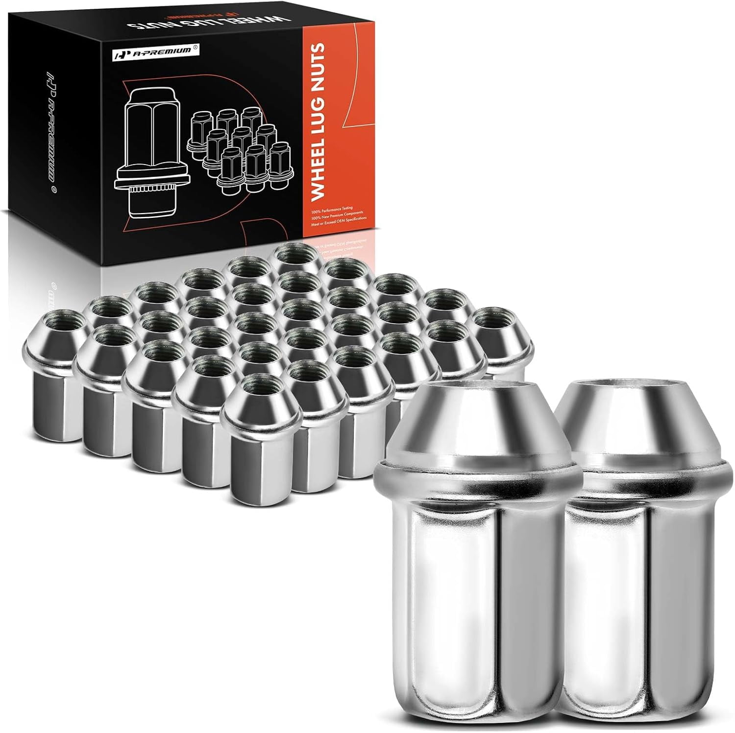 A-Premium M14-1.50 Wheel Lug Nuts Compatible with Chevrolet Silverado 1500 2500 HD 3500 Tahoe GMC Sierra Yukon Terrain Buick Front and Rear 32-PC Set