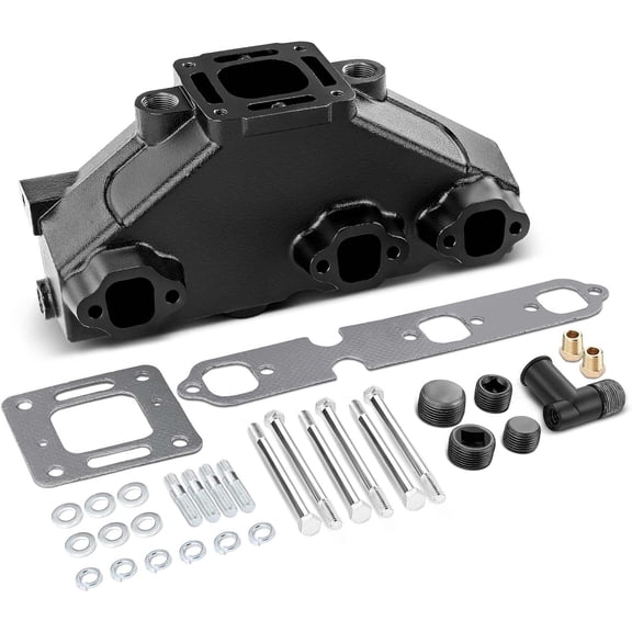 A-Premium Marine Exhaust Manifold with Hardware Kits Replace# 18-1952-1 - Compatible with Mer-Cruiser 4.3L V6 262(cu. in) 1985-2002 & GM V6 229 262(cu. in) & 175,185, 205 HP Models, Not for Dry joint