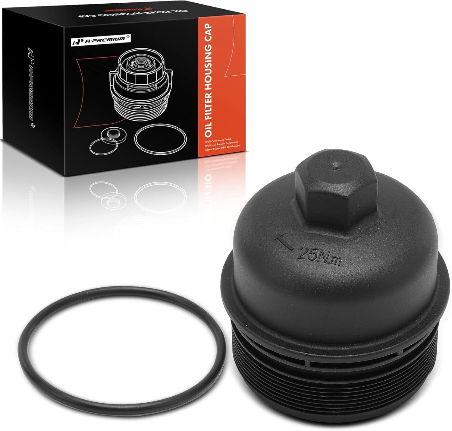 A-Premium Oil Filter Housing Cap Assembly Compatible with Hyundai Sonata 2008-2010, Santa Fe 2009, Genesis 2009-2010, Azera 2008-2009, Veracruz 2009-2012, 3.3L 3.8L, Replace 263513C250