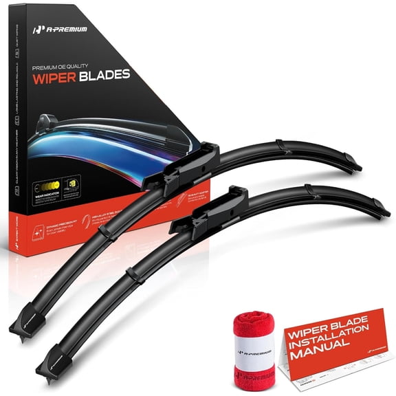 A-Premium Pack of 2 Windshield Wiper Blades with Wear Indicator & Towel - Compatible with Audi R8 2008-2015 - 22" and 24", TLA6 Connector, Left and Right