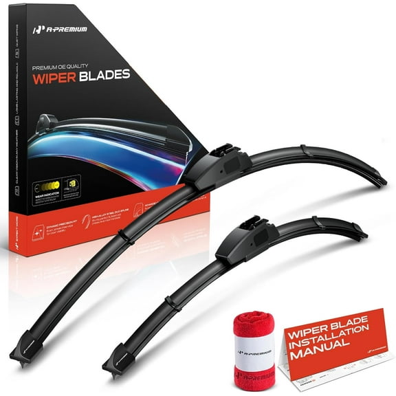 A-Premium Pack of 2 Windshield Wiper Blades with Wear Indicator & Towel - Compatible with Hyundai Genesis 2015-2016 & Genesis G80 2017-2023, G90 2017-2022 - 26" and 16", Hook, Left and Right