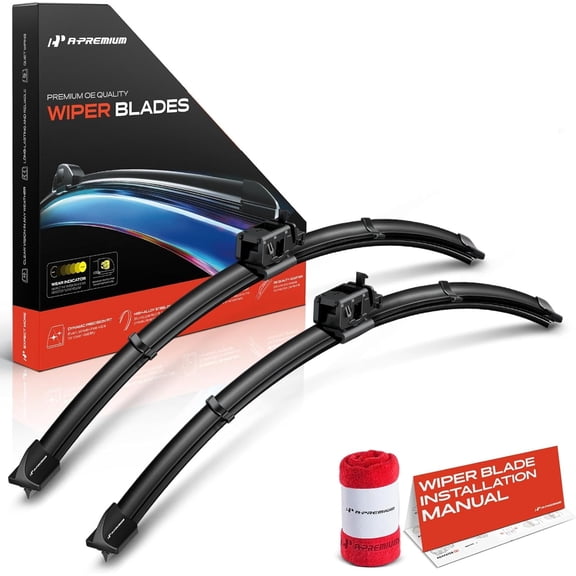 A-Premium Pack of 2 Windshield Wiper Blades with Wear Indicator & Towel - Compatible with Mercedes-Benz C257 series CLS53 AMG, CLS450, 2019-2023 - 24" and 22", MB Connector, Left and Right