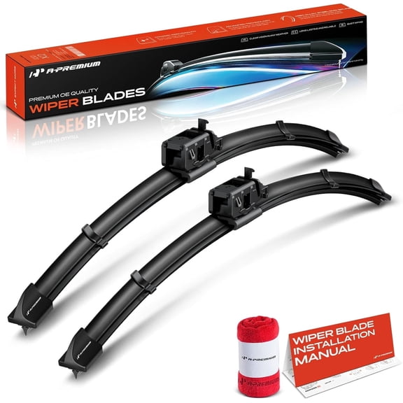 A-Premium Pack of 2 Windshield Wiper Blades with Wear Indicator & Towel - Compatible with Mercedes-Benz G63 AMG 2019-2024, G550 2019-2024 - 16" and 16", MB Connector, Left and Right