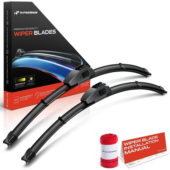A-Premium Pack of 2 Windshield Wiper Blades with Wear Indicator & Towel - Compatible with Nissan Sentra 1995-1999, Z, 370Z & Infiniti G20, M45-21" and 19", Hook Connector, Left and Right