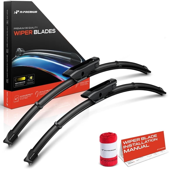 A-Premium Pack of 2 Windshield Wiper Blades with Wear Indicator & Towel - Compatible with Saab 9-5 2008-2009 - 23" and 23", Gen2D Connector, Left and Right