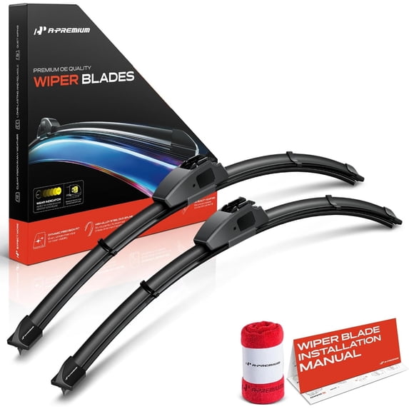 A-Premium Pack of 2 Windshield Wiper Blades with Wear Indicator & Towel - Compatible with Toyota Tundra 2000-2006, Sequoia 2001-2007 - 19" and 19", Hook Arm Connector, Left and Right