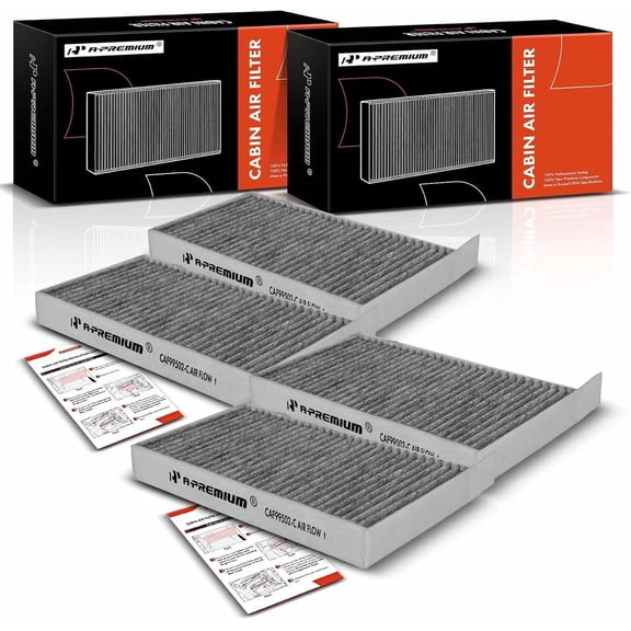 A-Premium Pack of 4 Cabin Air Filter with Activated Carbon - Compatible with Tesla Vehicles - Model 3 2017, 2018, 2019, 2020, 2021, 2022, 2023, Model Y 2020, 2021, 2022, 2023 - Replace# 1107681-00-A