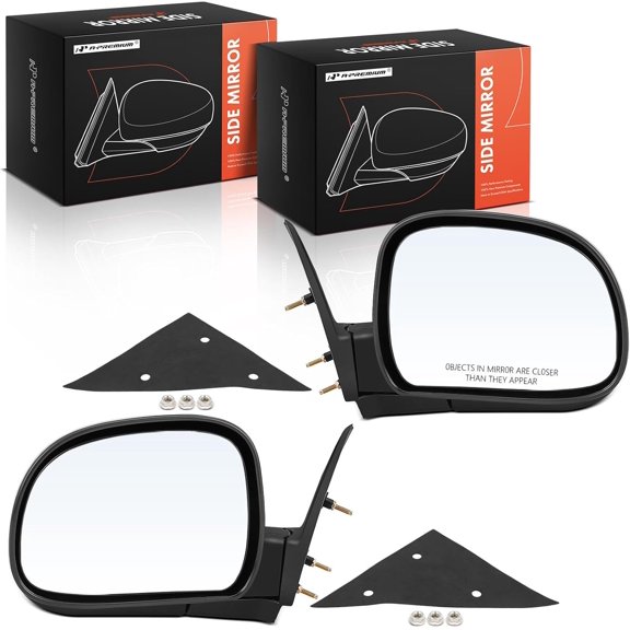 A-Premium Pair (2) Driver and Passenger Manual Door Mirror - Compatible with Chevy Blazer, S10 & GMC Jimmy, Sonoma & Isuzu Hombre - Non-Heated Manual Folding Black Outside Rear View Mirror