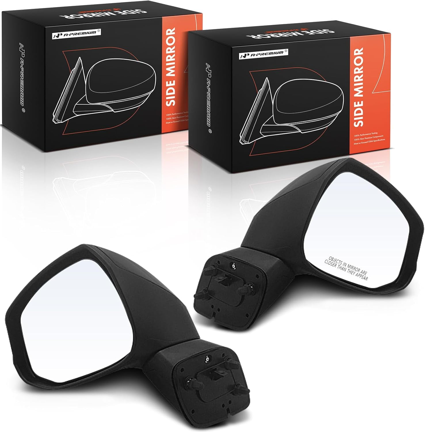 A-Premium Pair (2) Driver and Passenger Side Manual Door Mirror - Compatible with Honda Civic 2012 2013 2014 2015 - Non-Heated Manual Folding Black Outside Rear View Mirror - Replace# 76258TR3A11