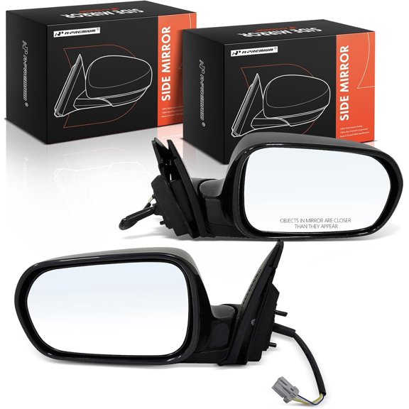A-Premium Pair (2) Driver and Passenger Side Power Door Mirror - Compatible with Acura RSX 2002-2003 - Non-Heated, Power Folding, Black Outside Rear View Mirror