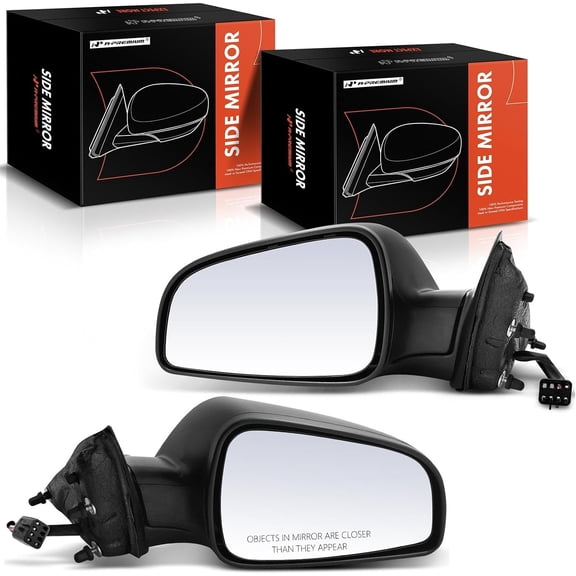 A-Premium Pair (2) Driver and Passenger Side Power Door Mirror - Compatible with Chevrolet Malibu 2008-2012 & Saturn Aura 2007-2009 - Heated Manual Folding Black Outside Rear View Mirror