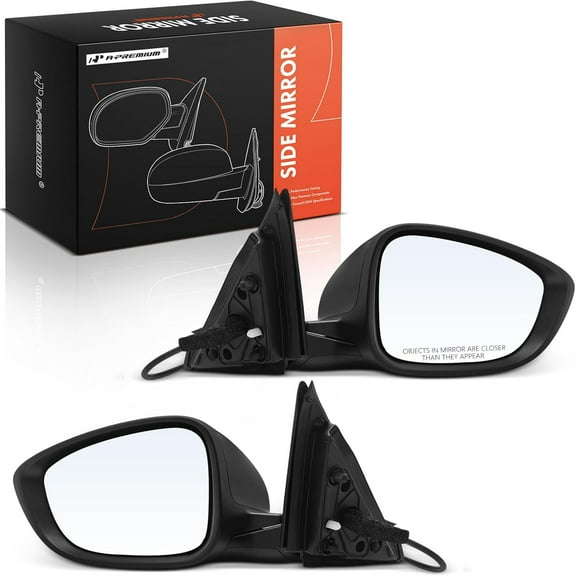 A-Premium Pair (2) Driver and Passenger Side Power Door Mirror - Compatible with Honda Accord 2018 2019 2020 2021 2022 - Non-Heated Manual Folding Paintable Black Outside Rear View Mirror