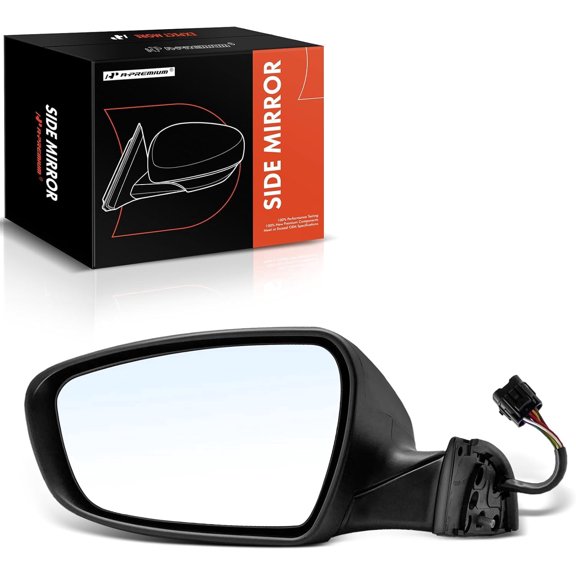 A-Premium Pair (2) Driver and Passenger Side Power Door Mirror - Compatible with Kia Forte, Forte5, 2014 2015 2016 - Heated Power Folding Black Outside Rear View Mirror w/Turn Signal Puddle Light