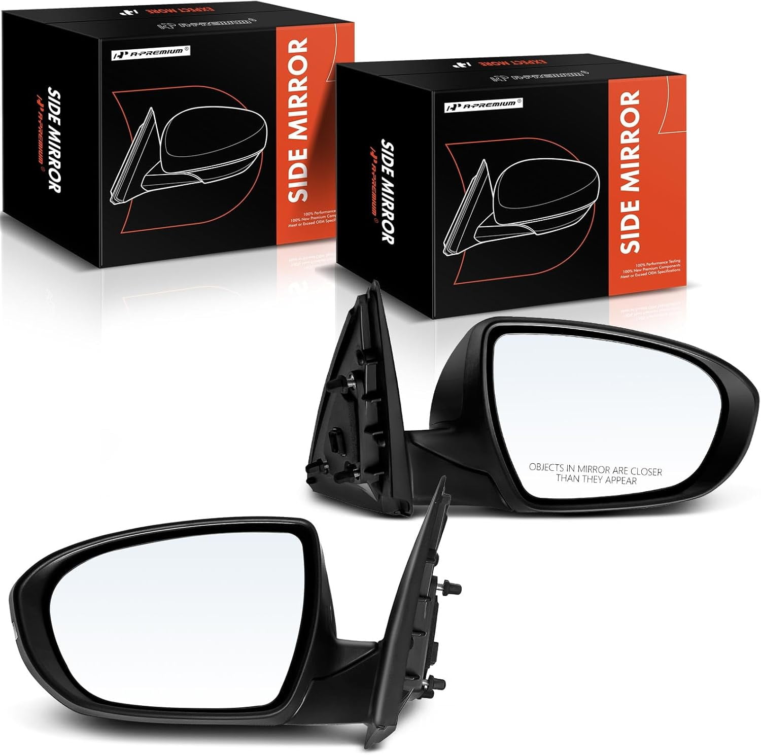 A-Premium Pair (2) Driver and Passenger Side Power Door Mirror - Compatible with Kia Optima 2011 2012 2013 - Heated Manual Folding Black Outside Rear View Mirror w/Turn Signal - Replace# 876102T130