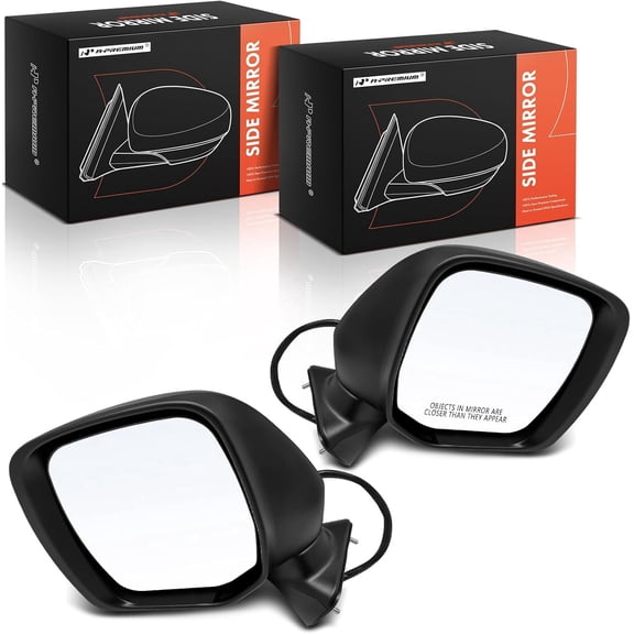 A-Premium Pair (2) Driver and Passenger Side Power Door Mirror - Compatible with Nissan Quest 2011-2017 - Heated Manual Folding Black Outside Rear View Mirror - Replace# 963011JA3C, 963021JA3C