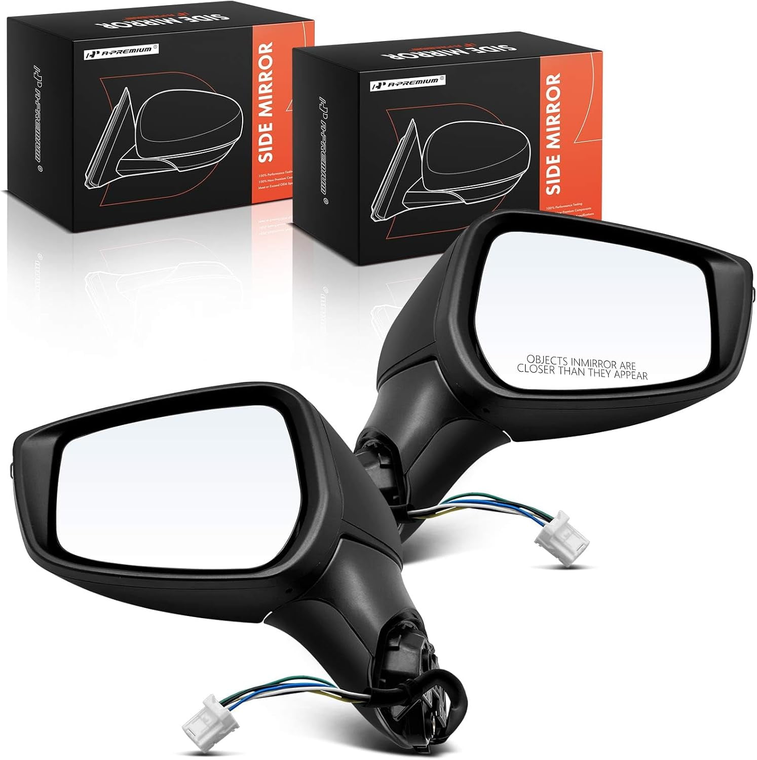 A-Premium Pair (2) Driver and Passenger Side Power Door Mirror - Compatible with Nissan Versa 2020 2021 2022 - Heated Manual Folding Black Outside Rear View Mirror w/Turn Signal - Replace# 963015EE6A