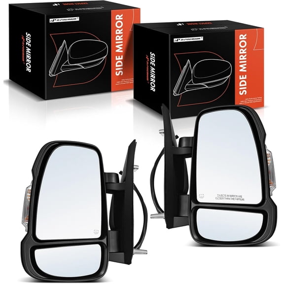 A-Premium Pair (2) Driver and Passenger Side Power Door Mirror - Compatible with Ram ProMaster 1500 2500 3500 2014-2023 - Heated Power Folding Black Outside Rear View Mirror w/Turn Signal
