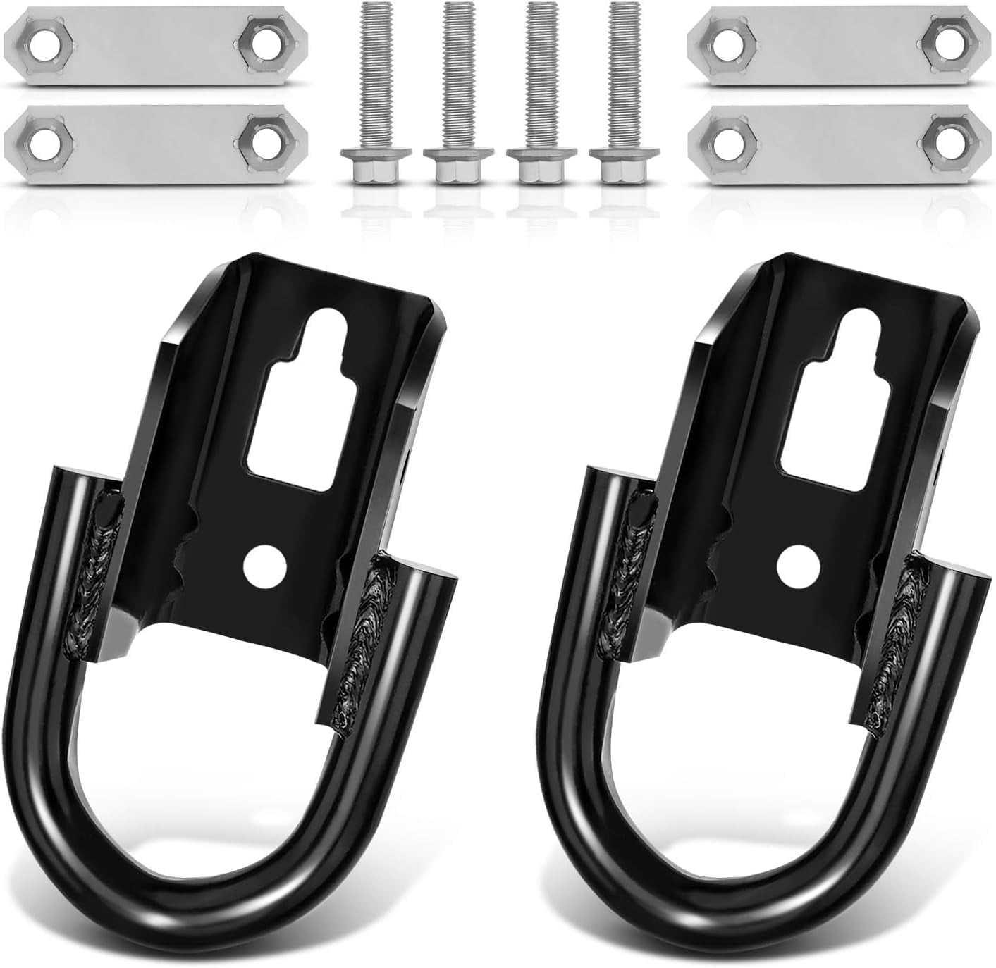 A-Premium Pair (2) Front Tow Hooks Heavy Duty D-Ring with Hardware Compatible with Ford F-150 F150 2009-2021 Pickup Front Left and Right Replace# FL3Z17A954C