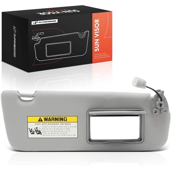 A-Premium Passenger Right Side Sun Visor Compatible with Hyundai Sonata 2005 2006 2007 2008 - with Sunroof, with Sliding Sun Visor Extension, with Vanity Mirror, with Vanity Light, Gray Color