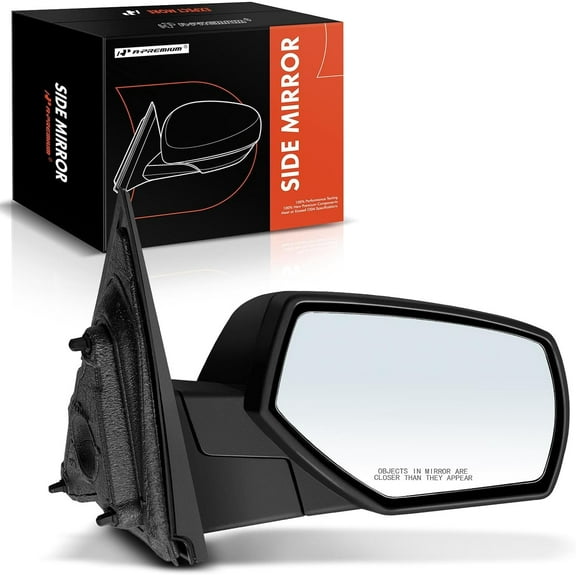 A-Premium Passenger Side Manual Door Mirror - Compatible with Chevrolet Silverado 1500, Silverado 2500 HD & GMC Sierra 1500, Sierra 3500 HD - Non-Heated Manual Folding Black Outside Rear View Mirror