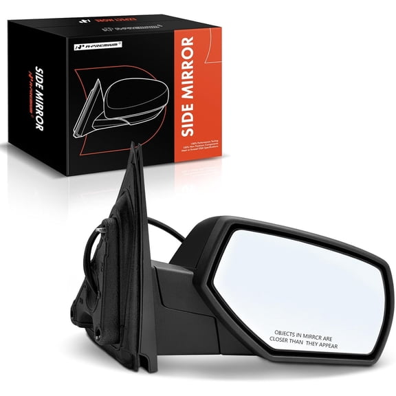 A-Premium Passenger Side Mirror - Compatible with 2014-2019 Chevy & GMC - Silverado Sierra 1500 2500 3500 HD - Heated Manual Folding Black - Outside Rear View Mirror - w/Power Glass Blind Spot Glass