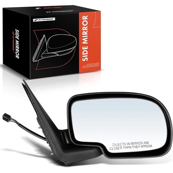 A-Premium Passenger Side Power Door Mirror - Compatible with Chevrolet Avalanche 1500 2002, Avalanche 2500 2002 - Heated Manual Folding Black Outside Rear View Mirror