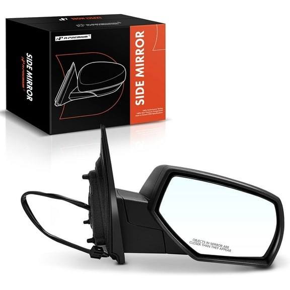 A-Premium Passenger Side Power Door Mirror - Compatible with Chevrolet Silverado 1500, Silverado 2500/3500 HD & GMC Sierra 1500, Sierra 3500 HD - Heated Manual Folding Black Outside Rear View Mirror
