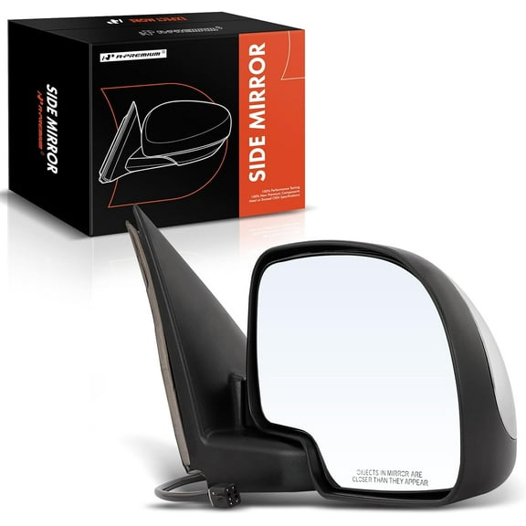 A-Premium Passenger Side Power Door Mirror - Compatible with Chevy Silverado 1500 2500 HD 3500 & GMC Sierra 1500 2500 HD - Heated Manual Folding Chrome Outside Rear View Mirror