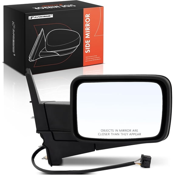 A-Premium Passenger Side Power Door Mirror - Compatible with Jeep Commander 2006 2007 2008 2009 2010 - Heated Manual Folding Black Outside Rear View Mirror - Replace# 55396636AD