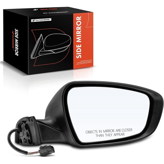 A-Premium Passenger Side Power Door Mirror - Compatible with Kia Forte 2014-2016, Forte5 2014-2016 - Heated Manual Folding Black Outside Rear View Mirror - Replace# 87620A7200