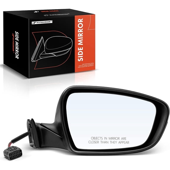 A-Premium Passenger Side Power Door Mirror - Compatible with Kia Forte 2017-2018 - Heated Manual Folding Black Outside Rear View Mirror - Replace# 87620B0000