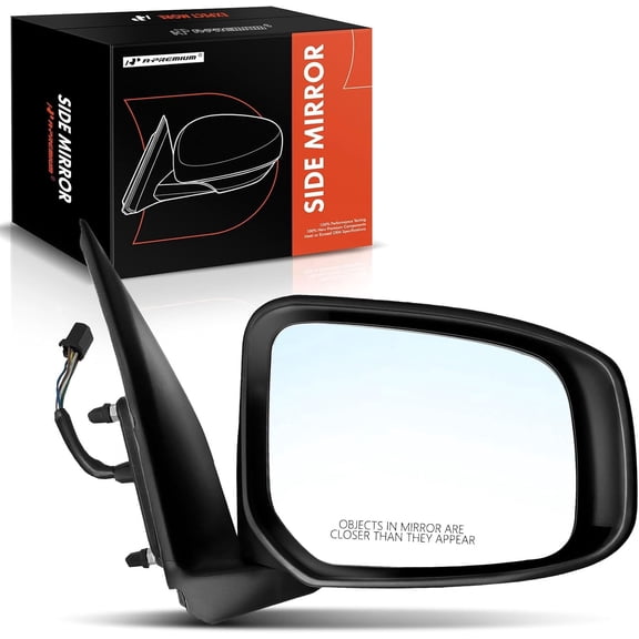 A-Premium Passenger Side Power Door Mirror - Compatible with Mitsubishi Mirage 2015 2017-2022, Mirage G4 2017-2019 - Heated Manual Folding w/Turn Signal Smooth Black Outside Rear View Mirror
