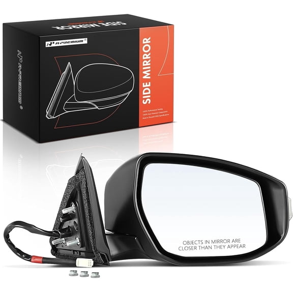 A-Premium Passenger Side Power Door Mirror - Compatible with Nissan Altima 2013 2014 2015 2016 2017 2018 Sedan - Heated & Manual Folding & Black - Outside Rear View Mirror - with Turn Signal Light