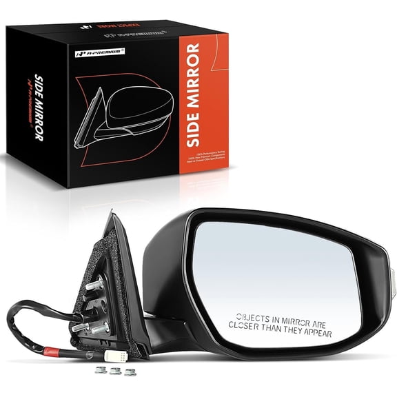 A-Premium Passenger Side Power Door Mirror - Compatible with Nissan Altima 2013 2014 2015 2016 2017 2018 Sedan - Heated Manual Folding White Outside Rear View Mirror with Turn Signal