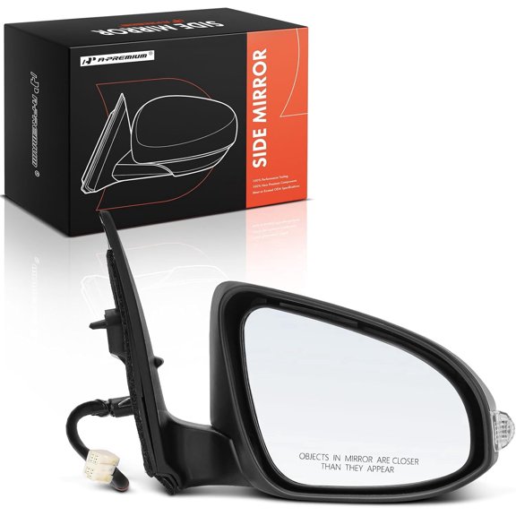 A-Premium Passenger Side Power Door Mirror - Compatible with Toyota Corolla iM 2017-2018 & Scion iM 2016 - Heated Manual Folding Black Outside Rear View Mirror with Turn Signal