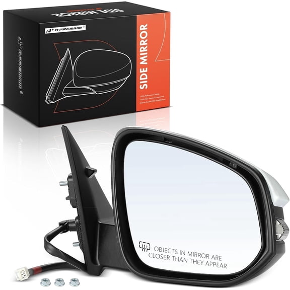 A-Premium Passenger Side Power Door Mirror - Compatible with Toyota Highlander 2014 2015 2016 2017 2018 - Heated Manual Folding White Outside Rear View Mirror with Turn Signal - Replace# 879100E140