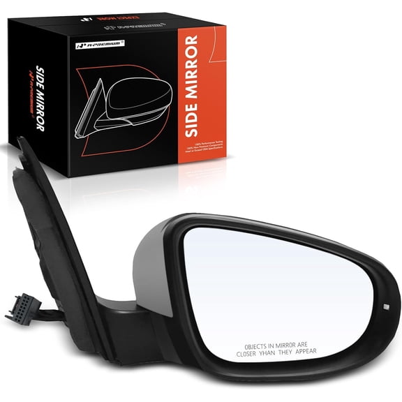 A-Premium Passenger Side Power Door Mirror - Compatible with Volkswagen Golf/GTI 2010-2014, Golf R 2012-2013 - Heated Power Folding Black Outside Rear View Mirror w/Turn Signal and Puddle Light