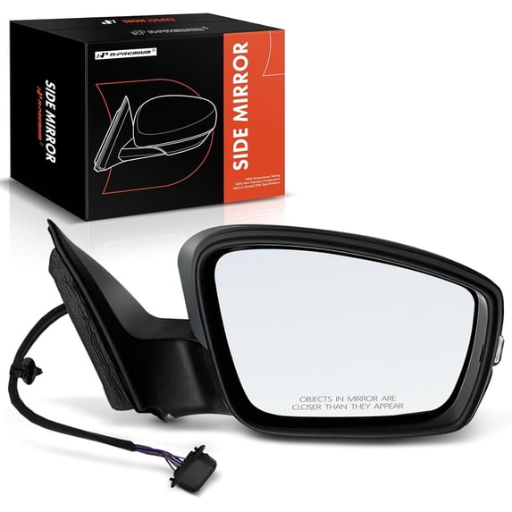 A-Premium Passenger Side Power Door Mirror - Compatible with Volkswagen Jetta 2011-2018 - Heated Manual Folding Black Outside Rear View Mirror w/Turn Signal - Replace# 5C7857508AE-PFM
